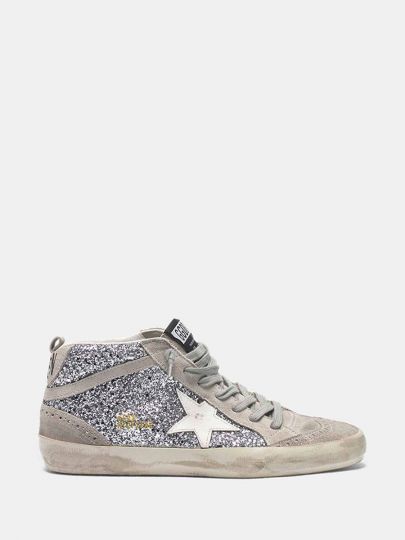 mid star sneakers in glitter and suede