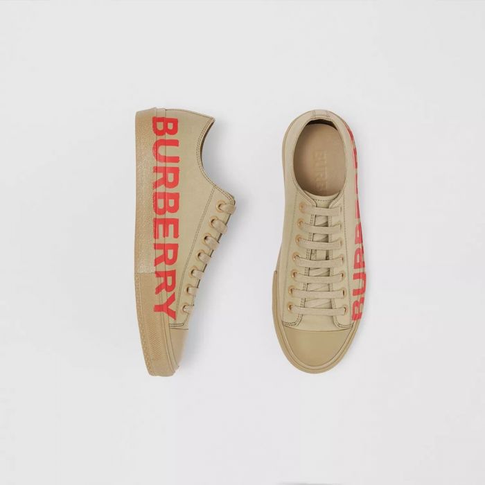 burberry logo print cotton gabardine sneakers