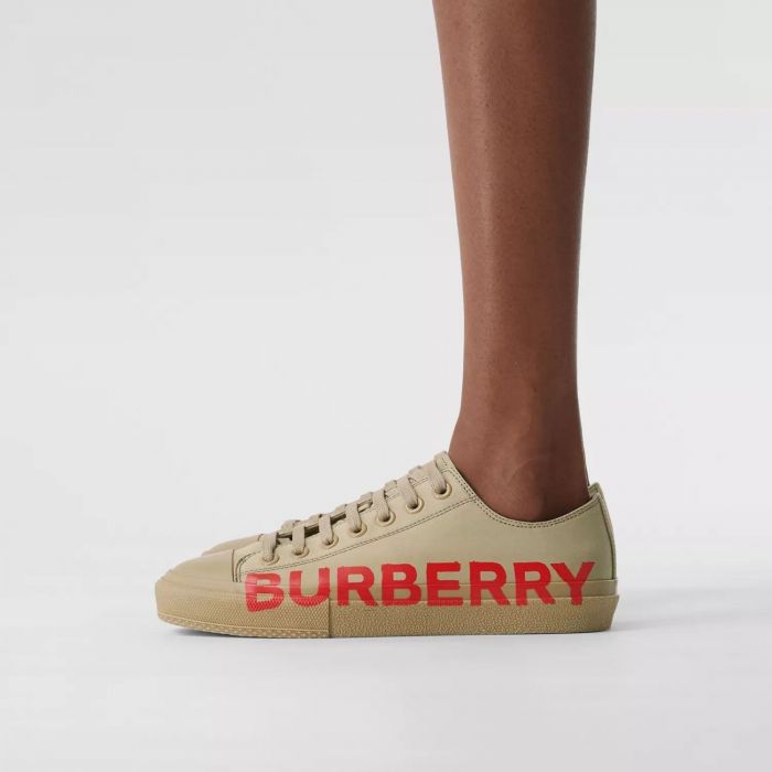 burberry logo print cotton gabardine sneakers